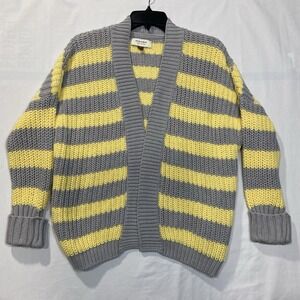 Sonoma Knit Sweater Cardigan Women's Medium Yellow Gray